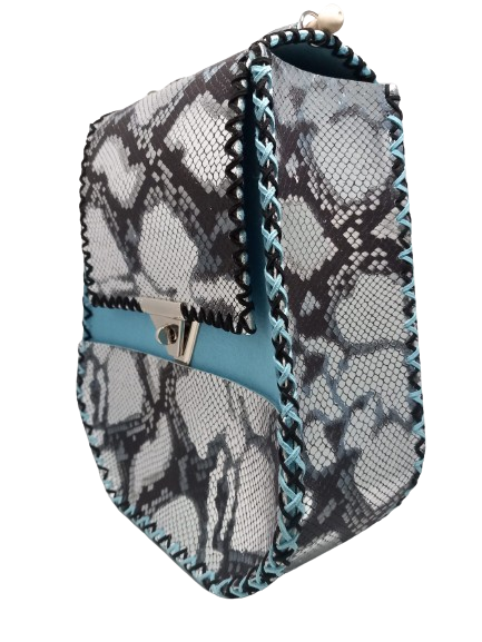 Rucsac Handmade Piele Snake, 2 Culori, Albastru [3]
