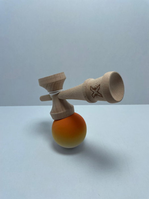Kendama X Originala Profesionala Flippy 18 cm, Portocaliu-Alb [2]