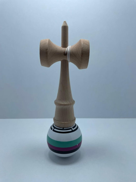 Kendama X Originala Profesionala Flippy 18 cm, Rubber cu Dungi [3]