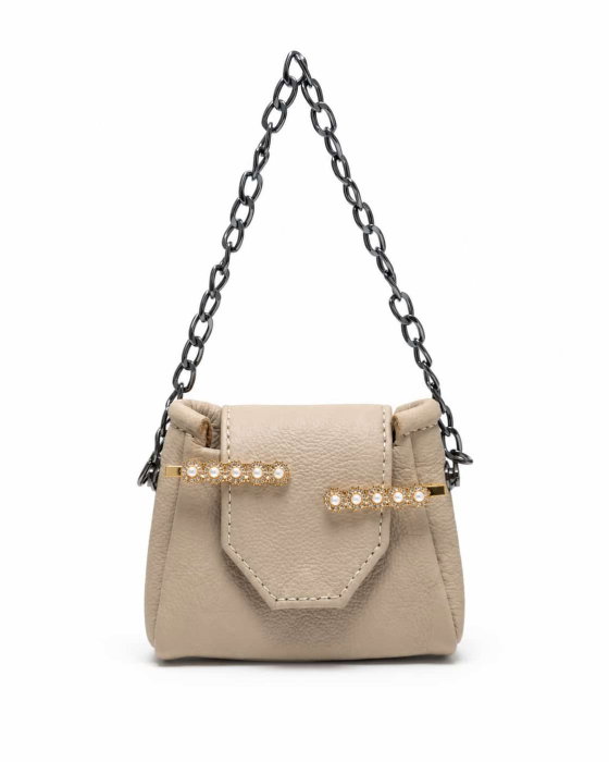 Mini Geantă Handmade Piele Naturală Sandy Pearl [1]