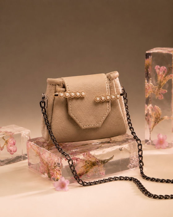 Mini Geantă Handmade Piele Naturală Sandy Pearl [3]