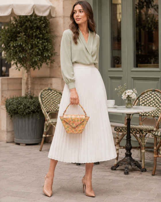 Mozaic Trapeze — Geantă Handmade Piele Naturală Mozaic Pastel cu Mâner | Colecția Boheme Iconic Titi Valenti [2]