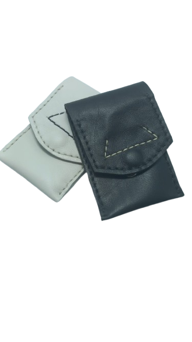 Portcard cu 3 locuri, handmade, piele naturala alb-negru [9]