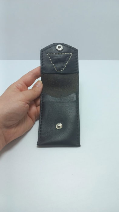 Portcard cu 3 locuri, handmade, piele naturala alb-negru [7]
