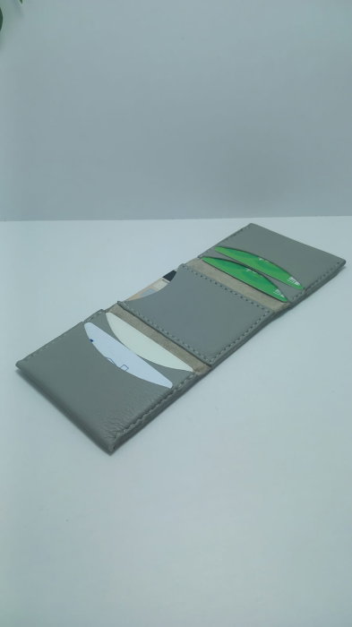 Portcard cu 8 sloturi, handmade piele naturala gri [6]