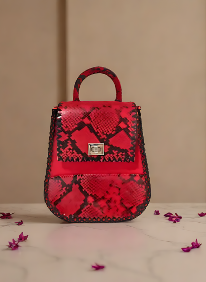 Rucsac Mini Piele si Fetru Snake rosu [2]