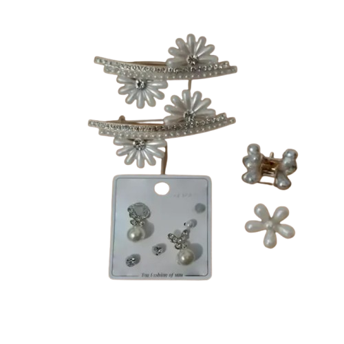 Set 6 Piese — Clame Floare cu Strasuri, 3 Perechi Cercei și Clame Mini Aurii | Titi Valenti [1]