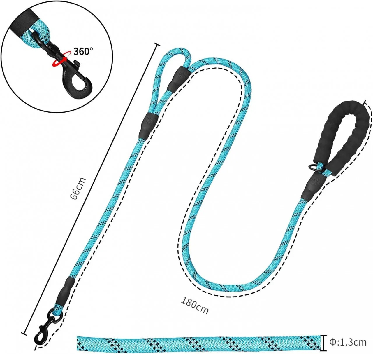 Lesa Rezistenta pentru Caini, 180 cm, Nailon si Metal [3]