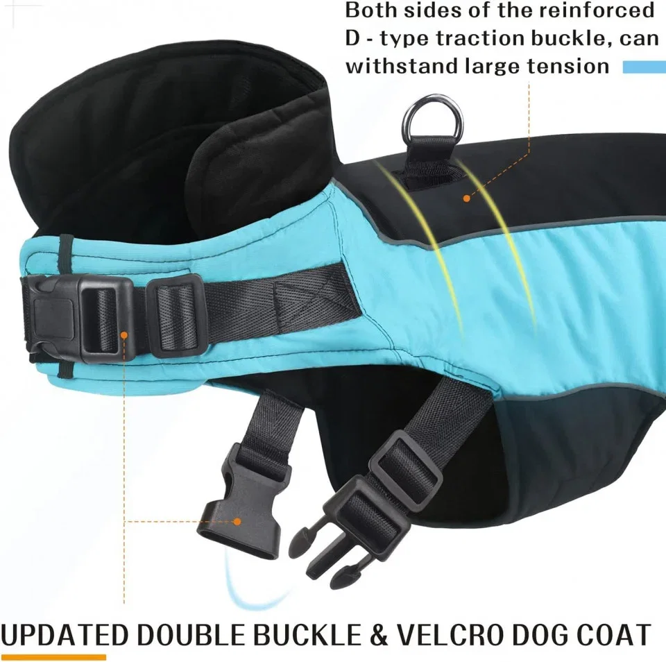 Jacheta Reflectorizanta Impermeabila pentru Caini – Negru/Albastru [1]