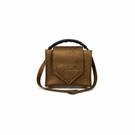 Geanta unicat Antique Bronze, piele bronz metalizat, maner 2 in 1, lucrata 100% manual. Piesa mica, eleganta, singura pe lume. Titi Valenti. [6]