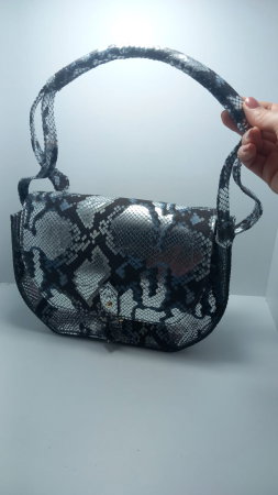 Geantă unicat snake silver-albastru handmade Atelier Edition vedere frontală – Azure Shadow Titi Valenti [6]