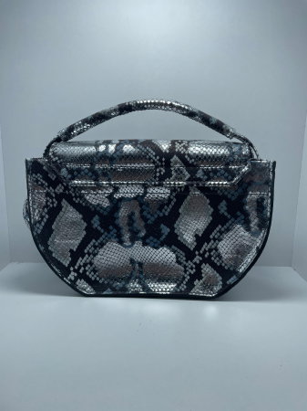 Geantă unicat snake silver-albastru handmade Atelier Edition vedere frontală – Azure Shadow Titi Valenti [11]