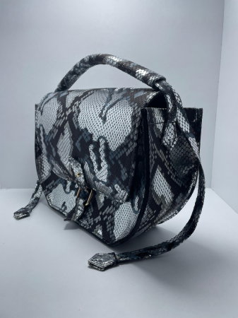 Geantă unicat snake silver-albastru handmade Atelier Edition vedere frontală – Azure Shadow Titi Valenti [5]