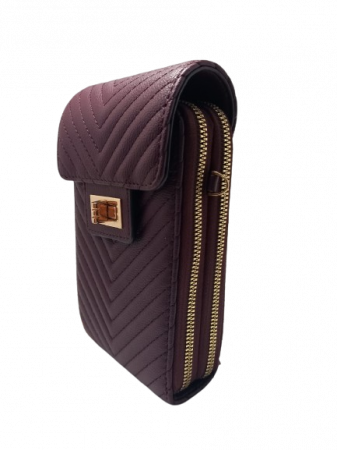 Borseta Chevron  cu design matlasat in V si detalii aurii elegante [5]