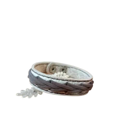 Accesorii - Bratara de Piele Naturala Emira Bej frontala