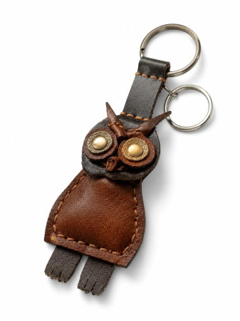 Genti Titi Valenti - Breloc Bufnita Handmade Piele Naturala Titi Valenti