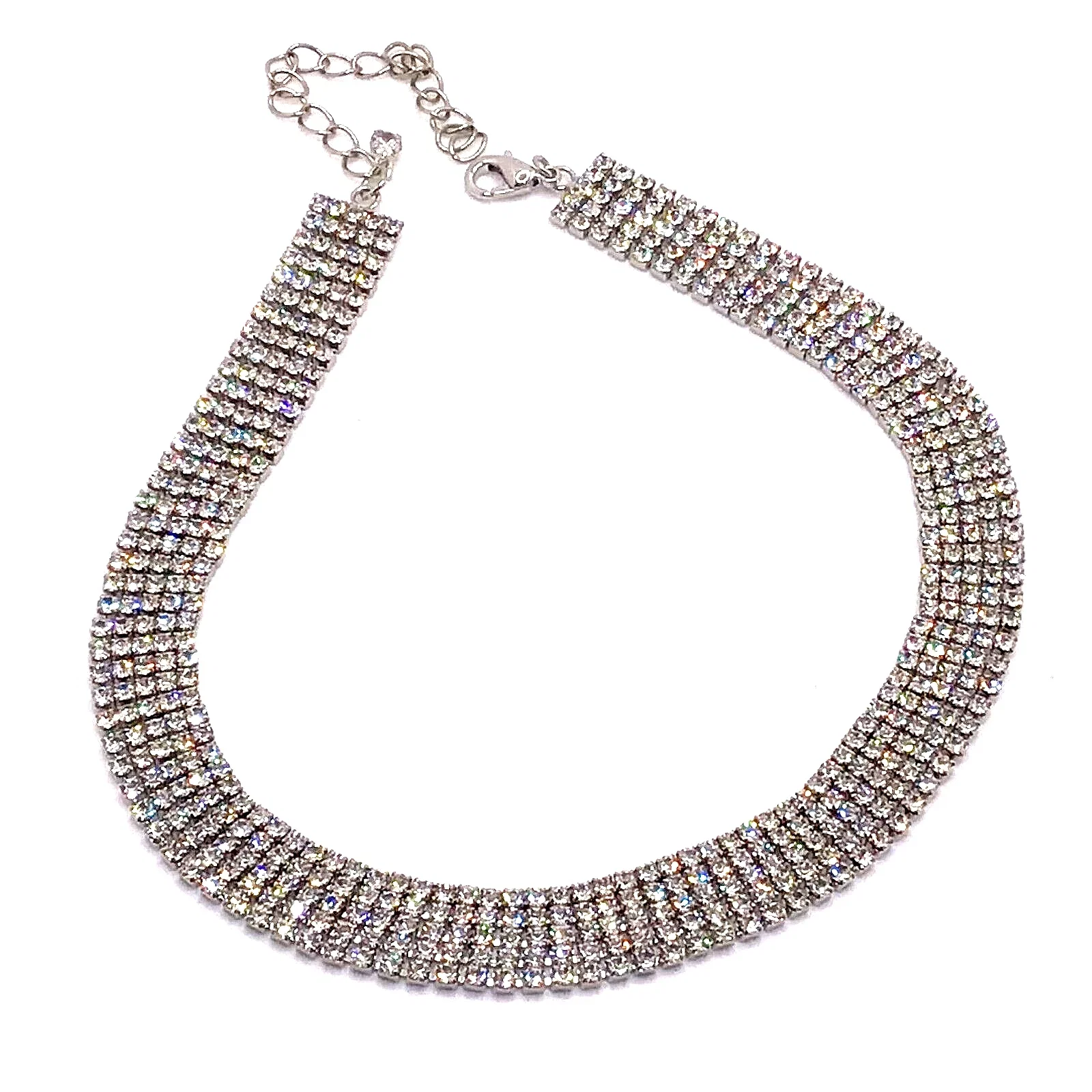 Colier Amelia tip Choker cu strasuri multiple, la baza gatului
