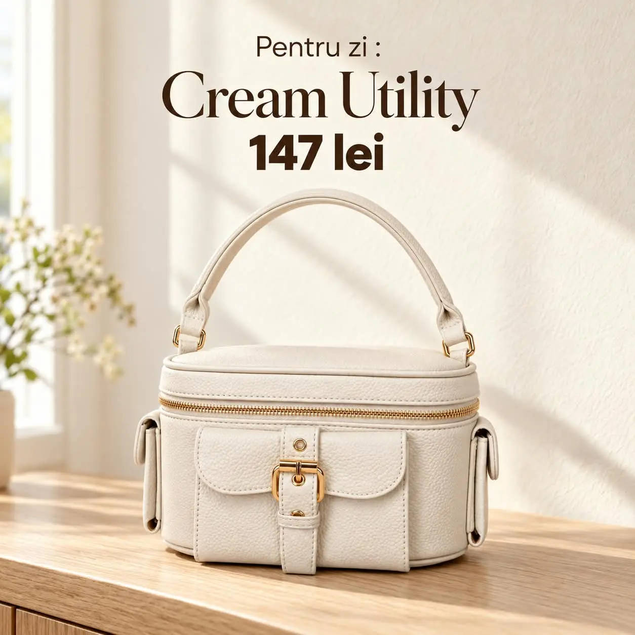 Cream Utility – Geanta Dama cu Buzunare Practice [2]