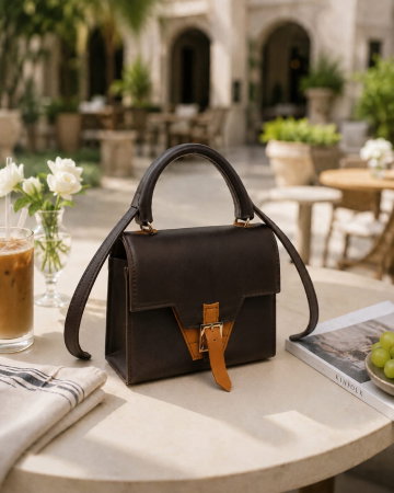 Dark Caramel — Geantă Handmade Piele Naturală Maro Ciocolatiu [1]