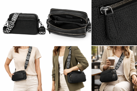 Geanta de Dama din Piele Naturala Neagra – Sofia Crossbody [3]