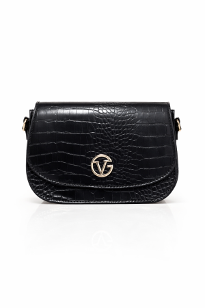 Geanta Crossbody din Piele Ecologica Negru Croco [4]