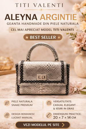 Geanta de Mana Aleyna Argintie, piele naturala [1]
