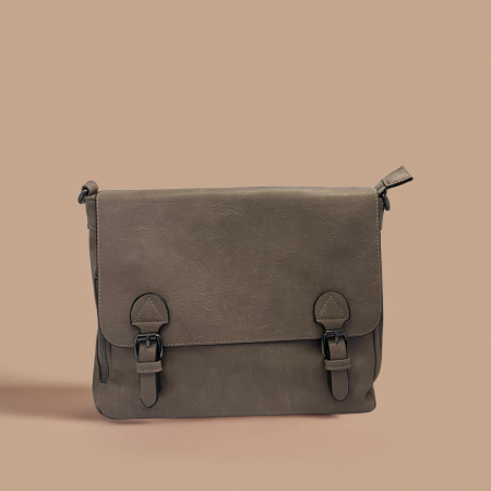 Geanta de Piele Eco Grey Zip [0]