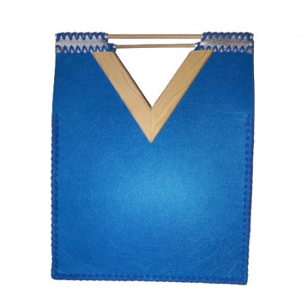 Geanta Casual Handmade Albastra, Lemn Fetru, Unicat [1]