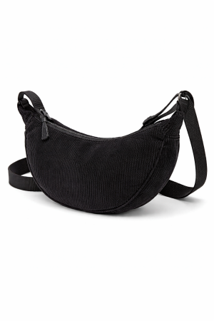 Geanta Half Moon Crossbody Valeria, Spatioasa si Usoara, Din Catifea Reiata