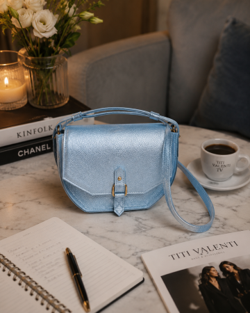 Geantă Handmade Piele Naturală Electric Blue [2]