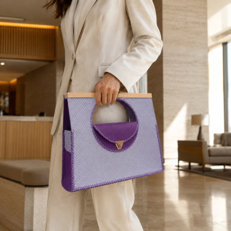 Geanta Laptop Purple Moon, 2 Compartimente, Handmade [1]