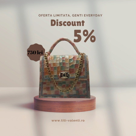 Geantă handmade din piele naturală mozaic pastel Titi Valenti [2]