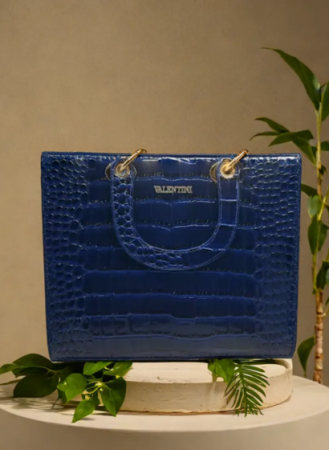 Geanta Royal Blue Croco Chic din piele ecologica [0]
