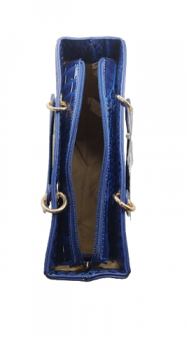 Geanta Royal Blue Croco Chic din piele ecologica [3]