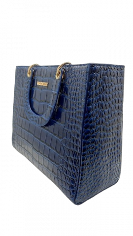 Geanta Royal Blue Croco Chic din piele ecologica [2]