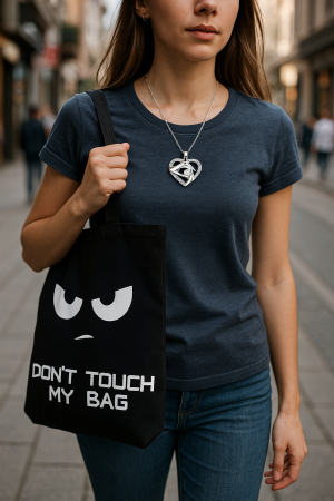 Geanta Shopper Bumbac Reutilizabila Alb Negru Eco-Friendly [3]