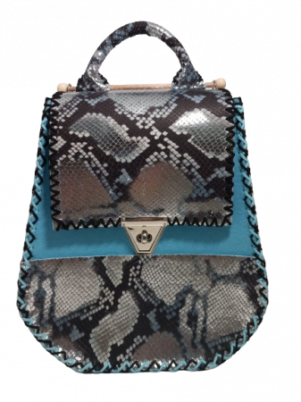 Rucsac Handmade Piele Snake, 2 Culori, Albastru