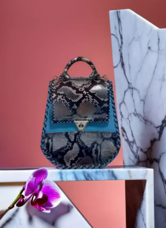 Rucsac Handmade Piele Snake, 2 Culori, Albastru [1]