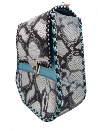 Rucsac Handmade Piele Snake, 2 Culori, Albastru [2]