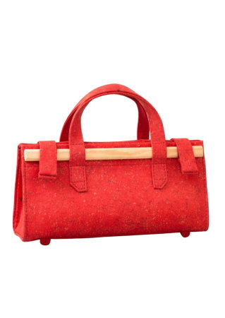 Geantă Unicat Handmade Scarlet Wood Piele Naturală Roșie cu Lemn