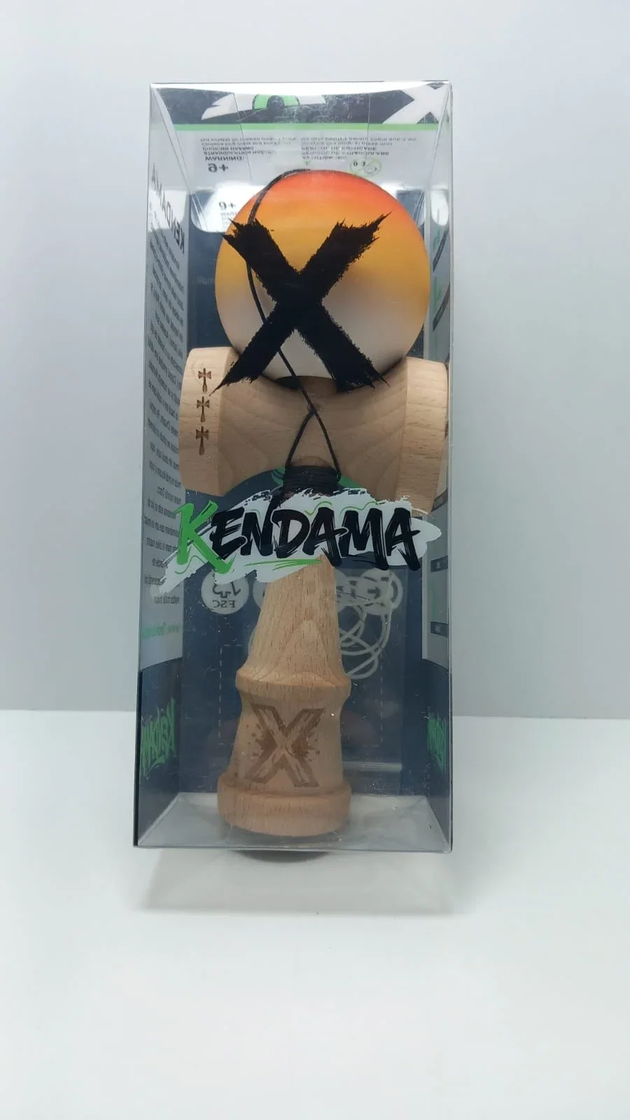 Kendama X Balance Hole Flippy 18 cm , Verde -Rosu si dungi negre [0]