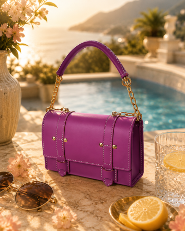 Magnolia Royale — Geantă Handmade Piele Naturală Mov [1]