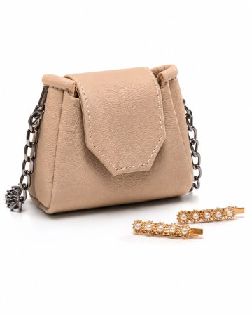 Mini Geantă Handmade Piele Naturală Sandy Pearl [9]