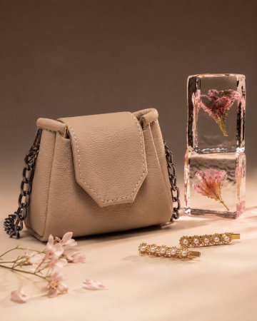 Mini Geantă Handmade Piele Naturală Sandy Pearl [1]