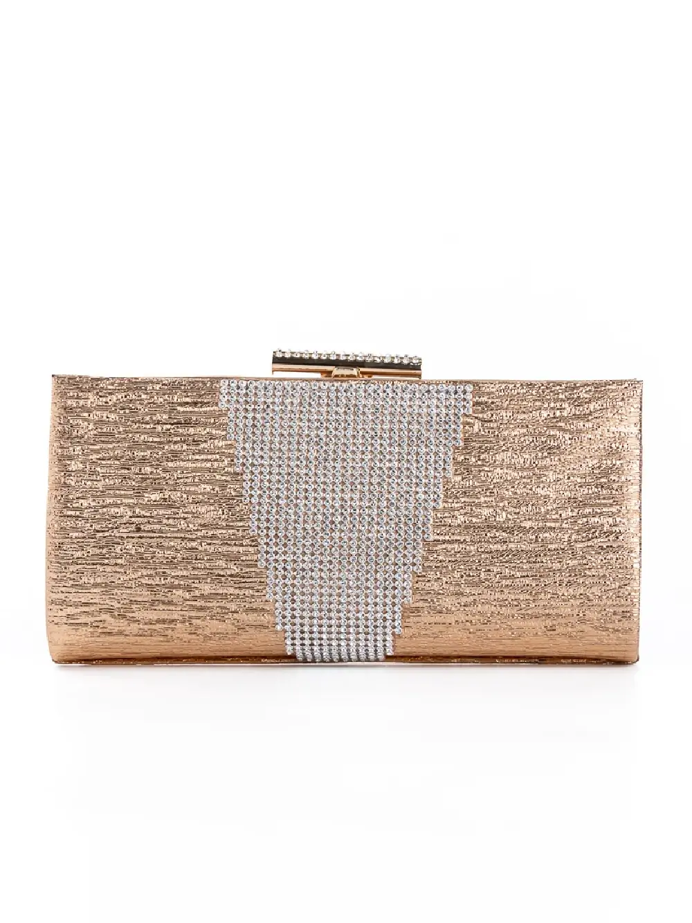 Genti de Ocazie - Plic de ocazie champagne cu strasuri argintii, 25 cm
