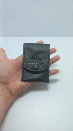 Portcard cu 3 locuri, handmade, piele naturala alb-negru [4]