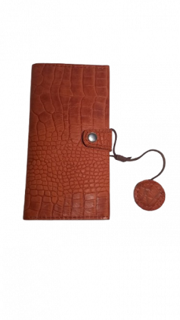 Portofel de Piele Lady Croco Coniac