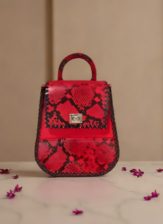 Rucsac Mini Piele si Fetru Snake rosu [1]