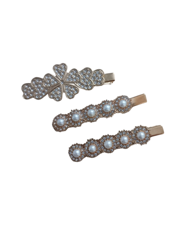 Set 3 Clame de Par, Model Stea si Trifoi, Culoare Gold [2]