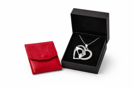 Set Love Gift Portcard Rosu Handmade Si Colier